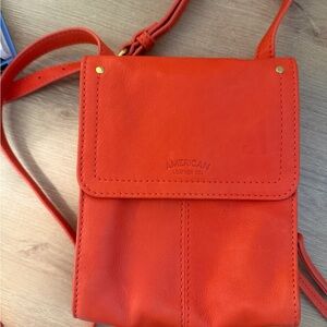 American leather Co Orange Crossbody Leather Bag